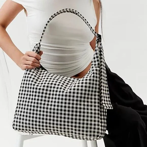 NWT Baggu Regular Shoulder Bag - Black & White Gingham - Picture 5 of 8